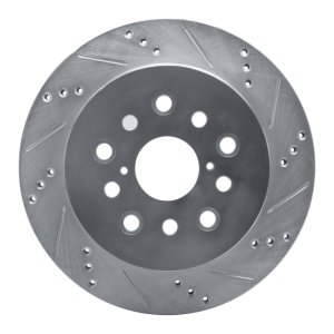 Lexus LS430 Brake Rotor (1) - Rear Right - R1 Concepts - Drilled & Slotted - Silver - `01-`06